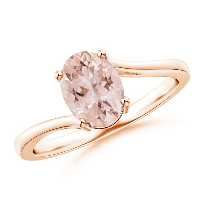 8x6mm AAA Prong-Set Oval Morganite Solitaire Bypass Ring in Rose Gold