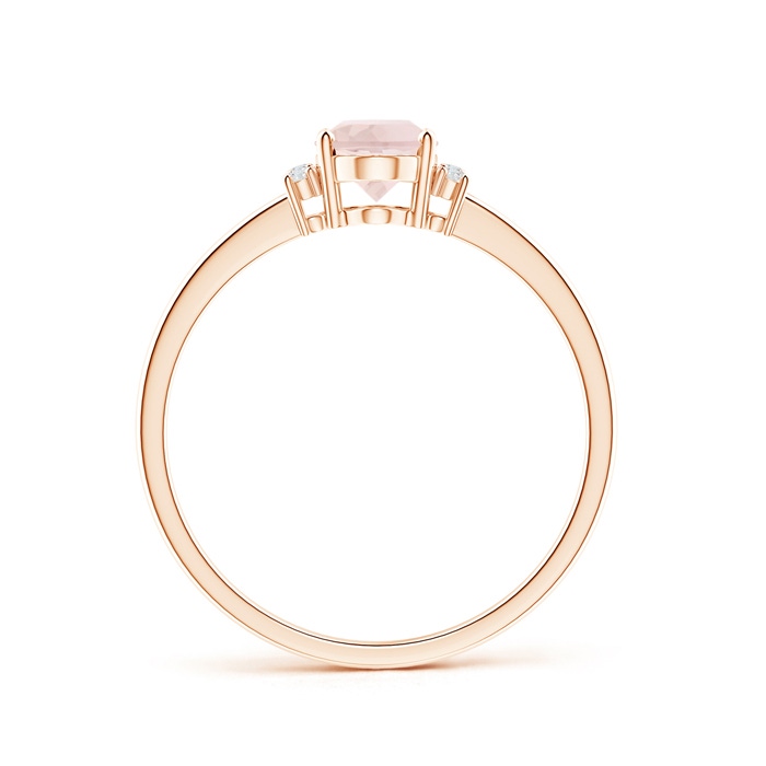 7x5mm A Tapered Shank Solitaire Oval Morganite Ring with Diamonds in Rose Gold product image