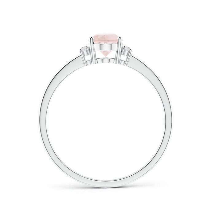 7x5mm A Tapered Shank Solitaire Oval Morganite Ring with Diamonds in White Gold product image