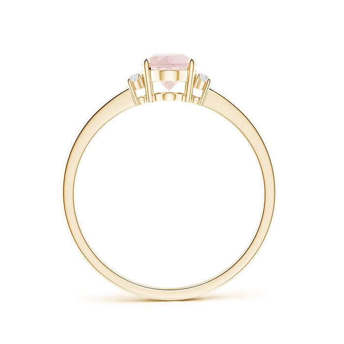 7x5mm A Tapered Shank Solitaire Oval Morganite Ring with Diamonds in Yellow Gold product image