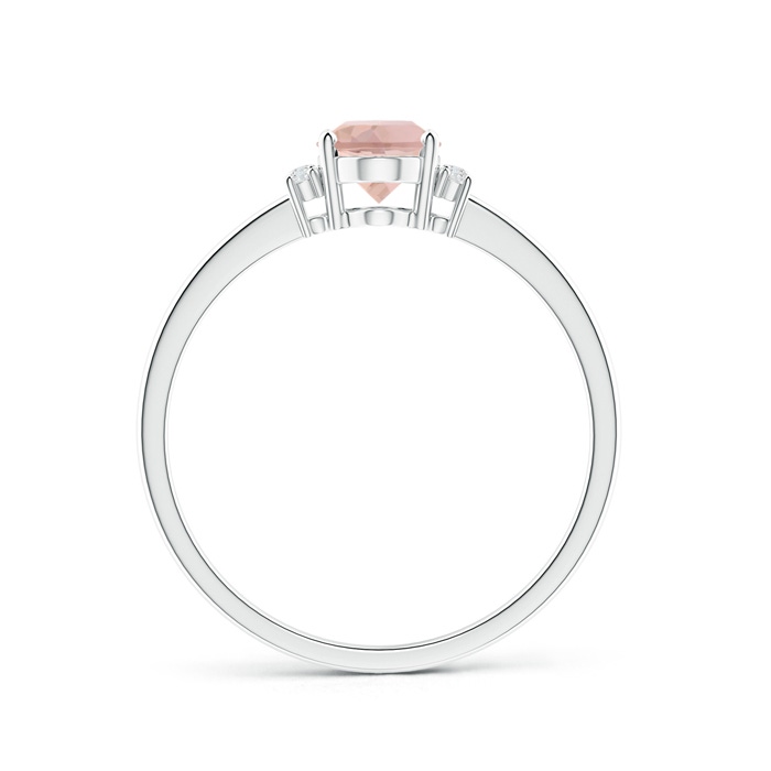 7x5mm AAAA Tapered Shank Solitaire Oval Morganite Ring with Diamonds in White Gold product image