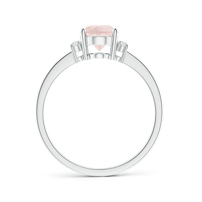 8x6mm A Tapered Shank Solitaire Oval Morganite Ring with Diamonds in White Gold product image