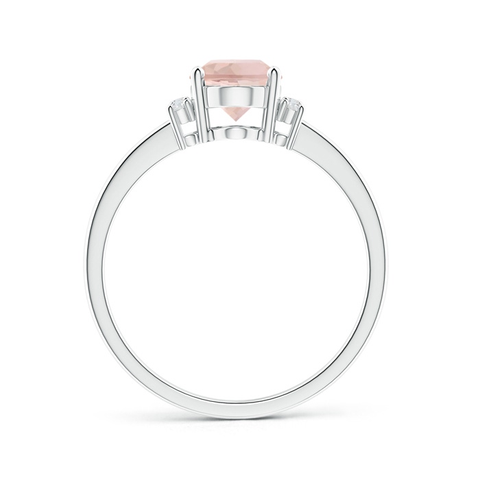 8x6mm AAA Tapered Shank Solitaire Oval Morganite Ring with Diamonds in White Gold product image
