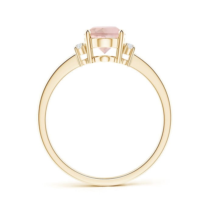 8x6mm AAA Tapered Shank Solitaire Oval Morganite Ring with Diamonds in Yellow Gold product image