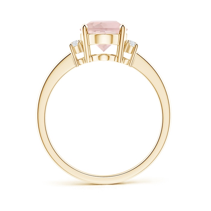 9x7mm A Tapered Shank Solitaire Oval Morganite Ring with Diamonds in Yellow Gold product image