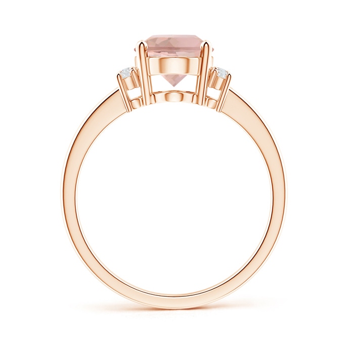 9x7mm AAA Tapered Shank Solitaire Oval Morganite Ring with Diamonds in Rose Gold product image