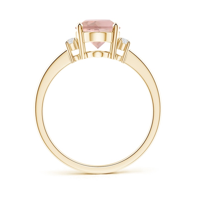 9x7mm AAA Tapered Shank Solitaire Oval Morganite Ring with Diamonds in Yellow Gold product image
