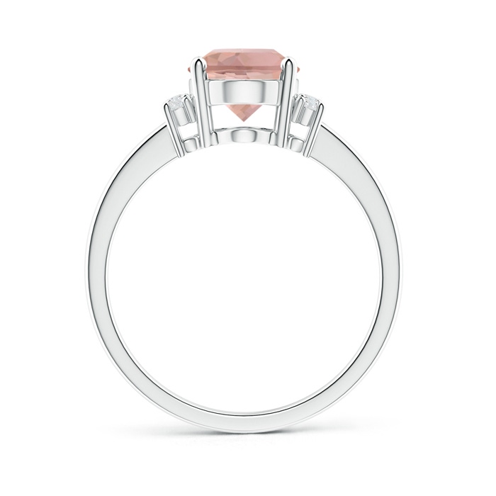 9x7mm AAAA Tapered Shank Solitaire Oval Morganite Ring with Diamonds in White Gold product image