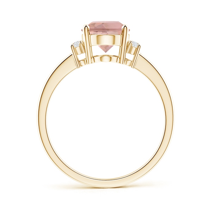 9x7mm AAAA Tapered Shank Solitaire Oval Morganite Ring with Diamonds in Yellow Gold product image