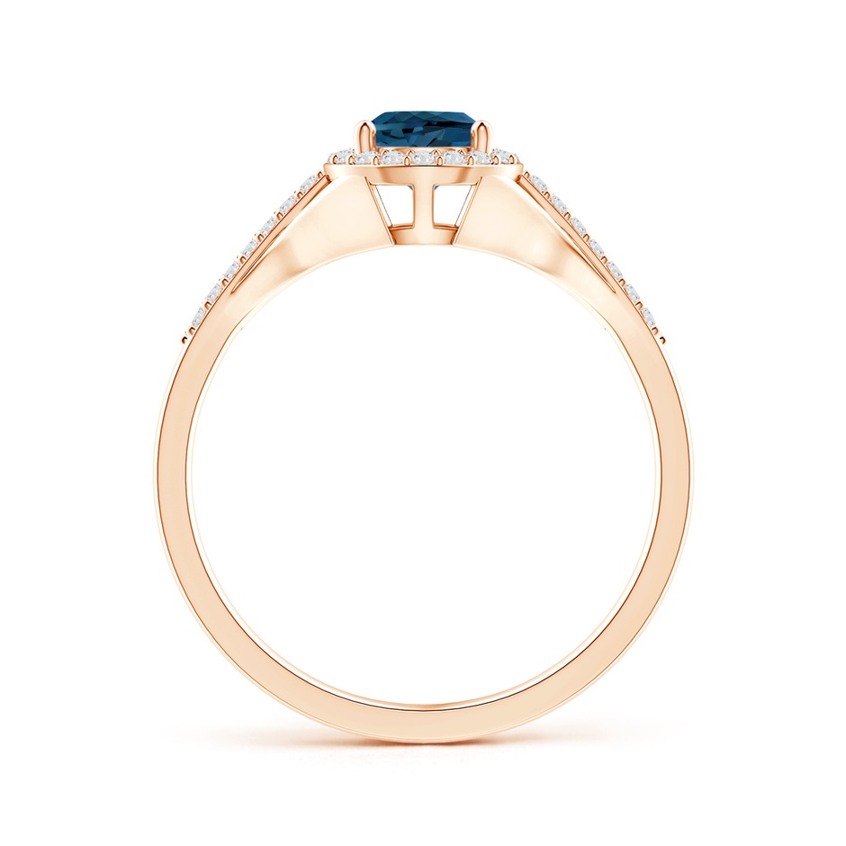 7x5mm AAA Pear-Shaped London Blue Topaz Ring with Diamond Halo in 9K Rose Gold product image