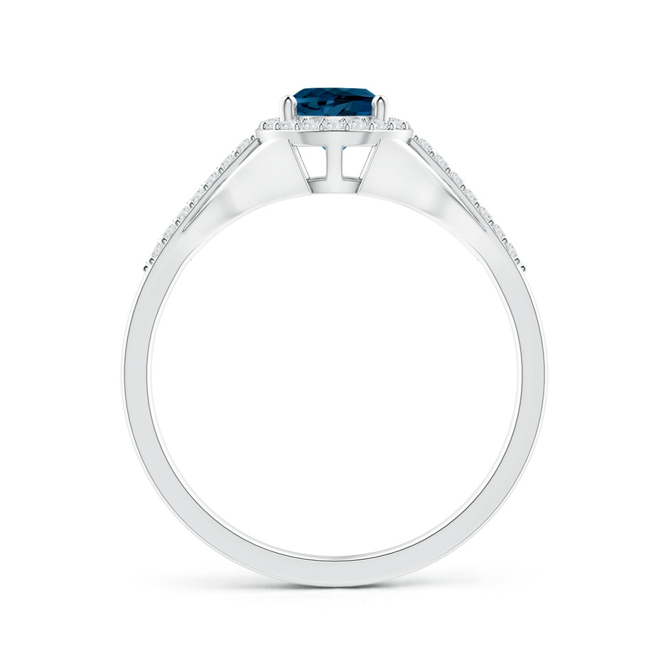 7x5mm AAAA Pear-Shaped London Blue Topaz Ring with Diamond Halo in P950 Platinum product image