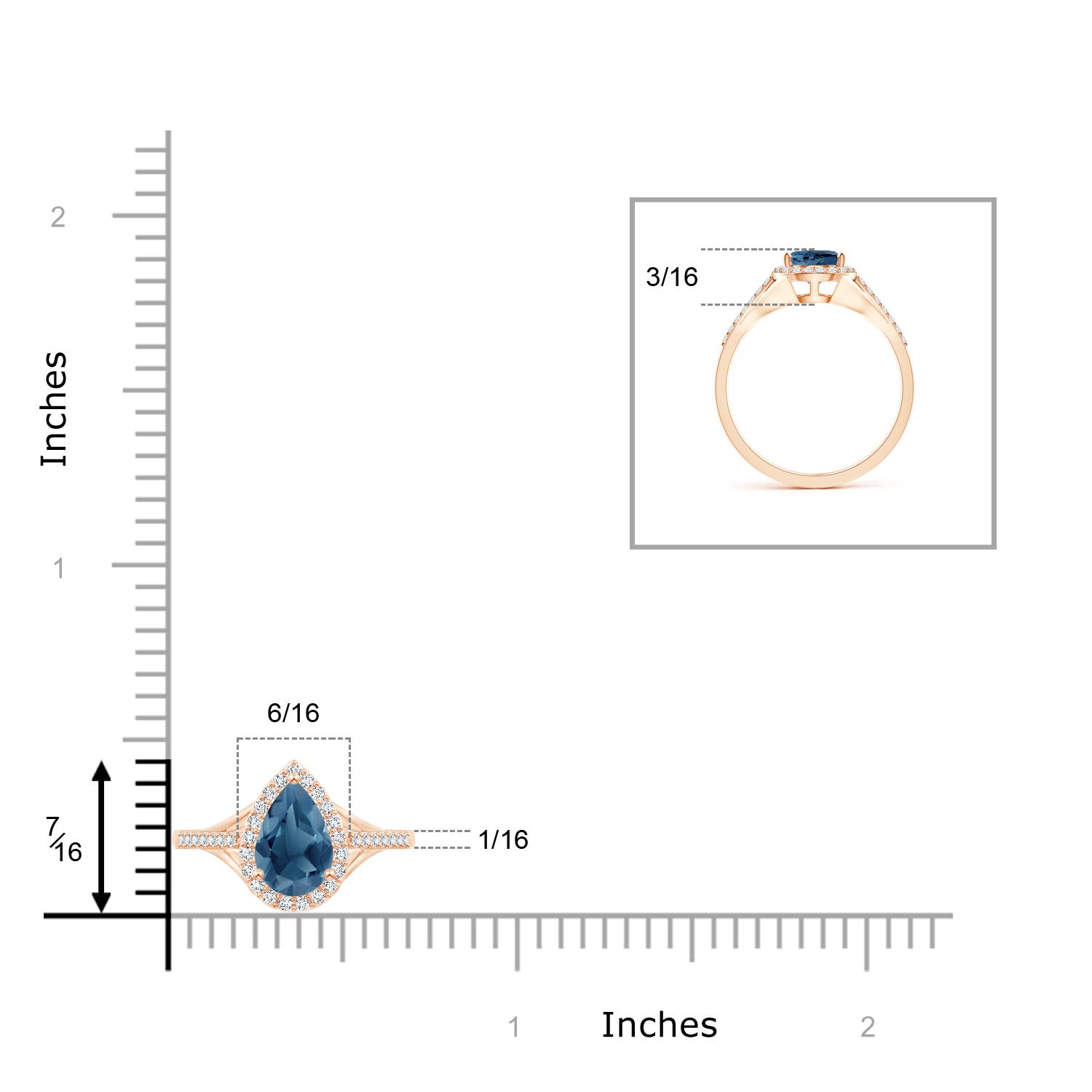 A - London Blue Topaz / 1.46 CT / 14 KT Rose Gold