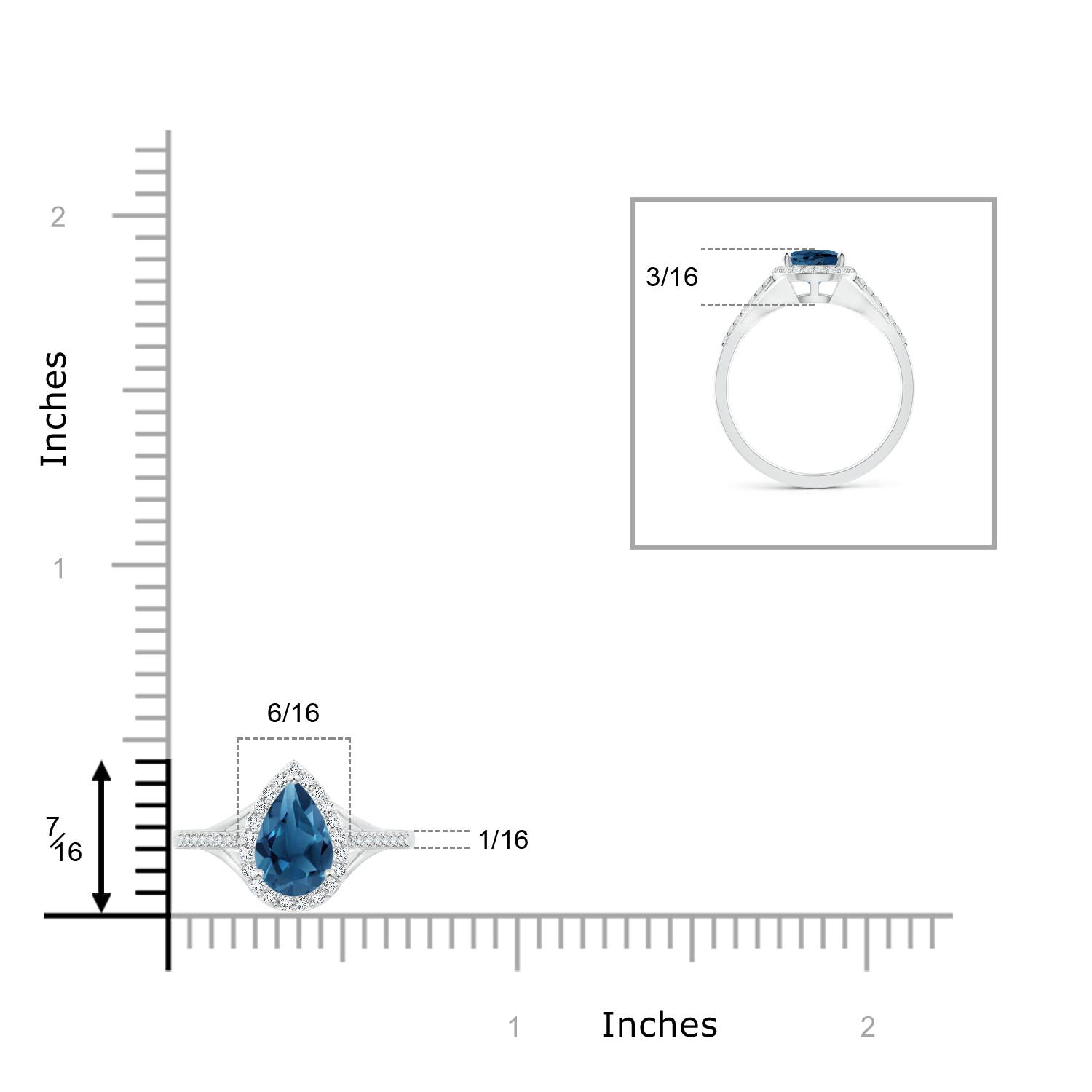 AA - London Blue Topaz / 1.46 CT / 14 KT White Gold