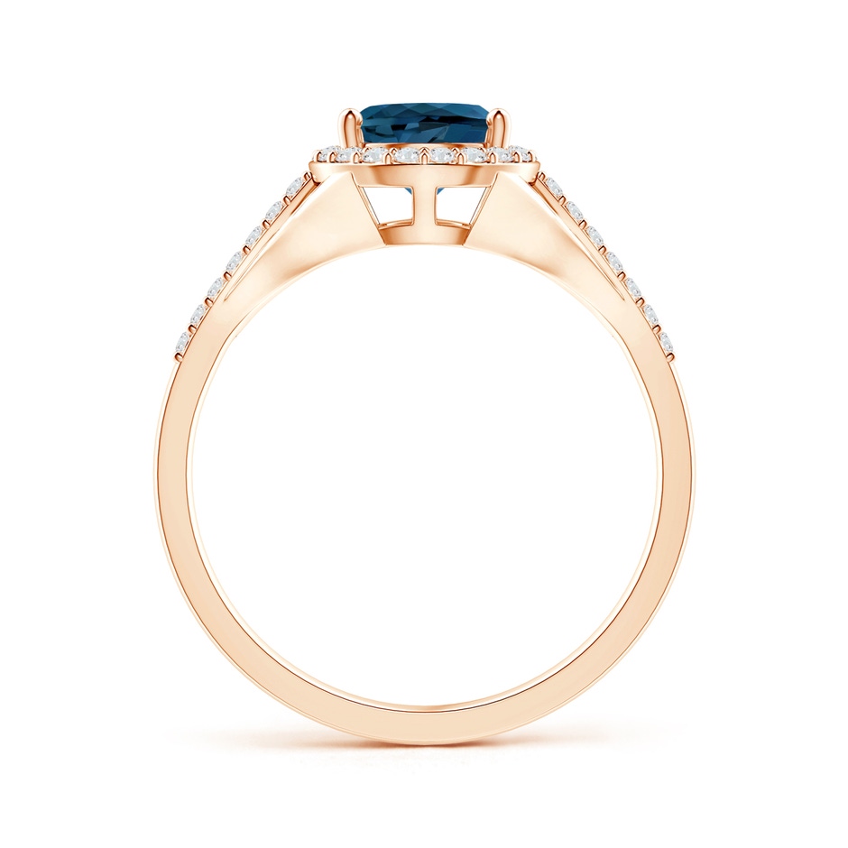 8x6mm AAA Pear-Shaped London Blue Topaz Ring with Diamond Halo in Rose Gold product image