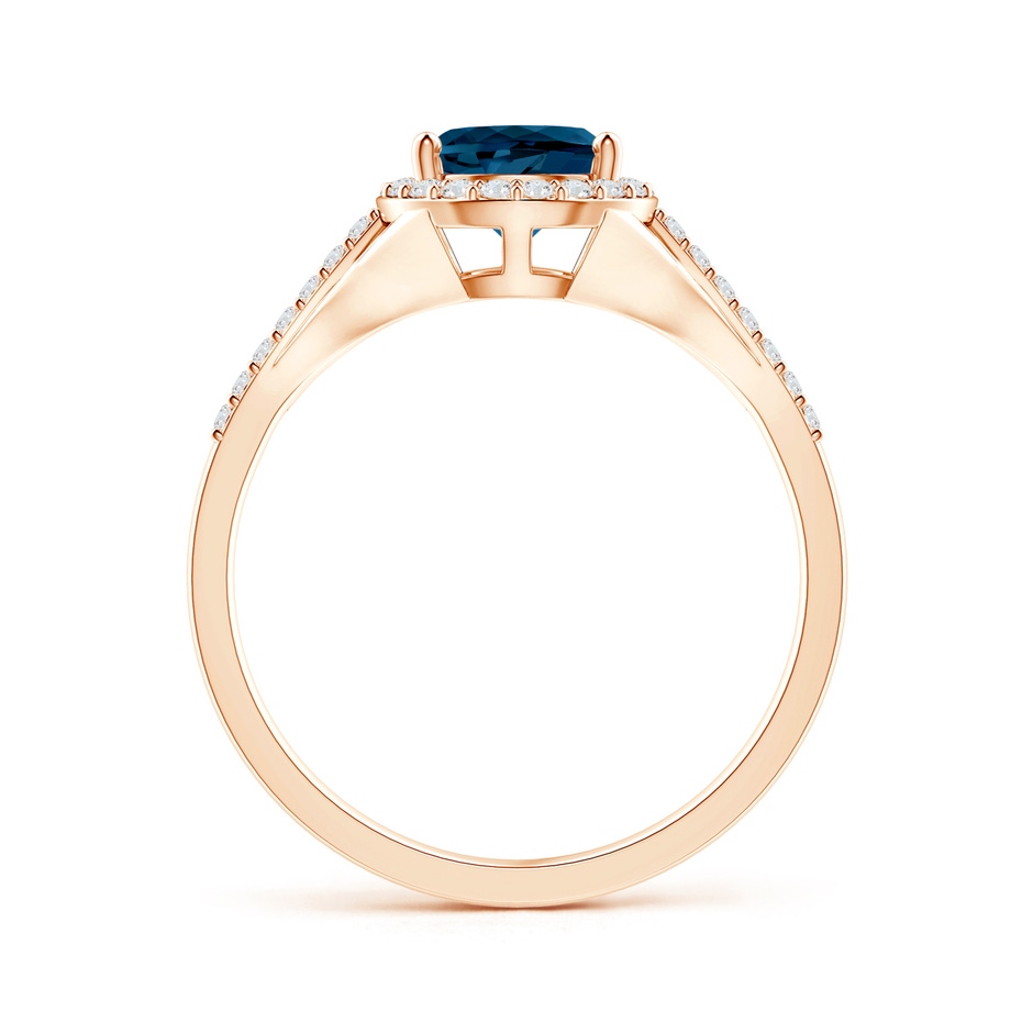 8x6mm AAAA Pear-Shaped London Blue Topaz Ring with Diamond Halo in Rose Gold product image