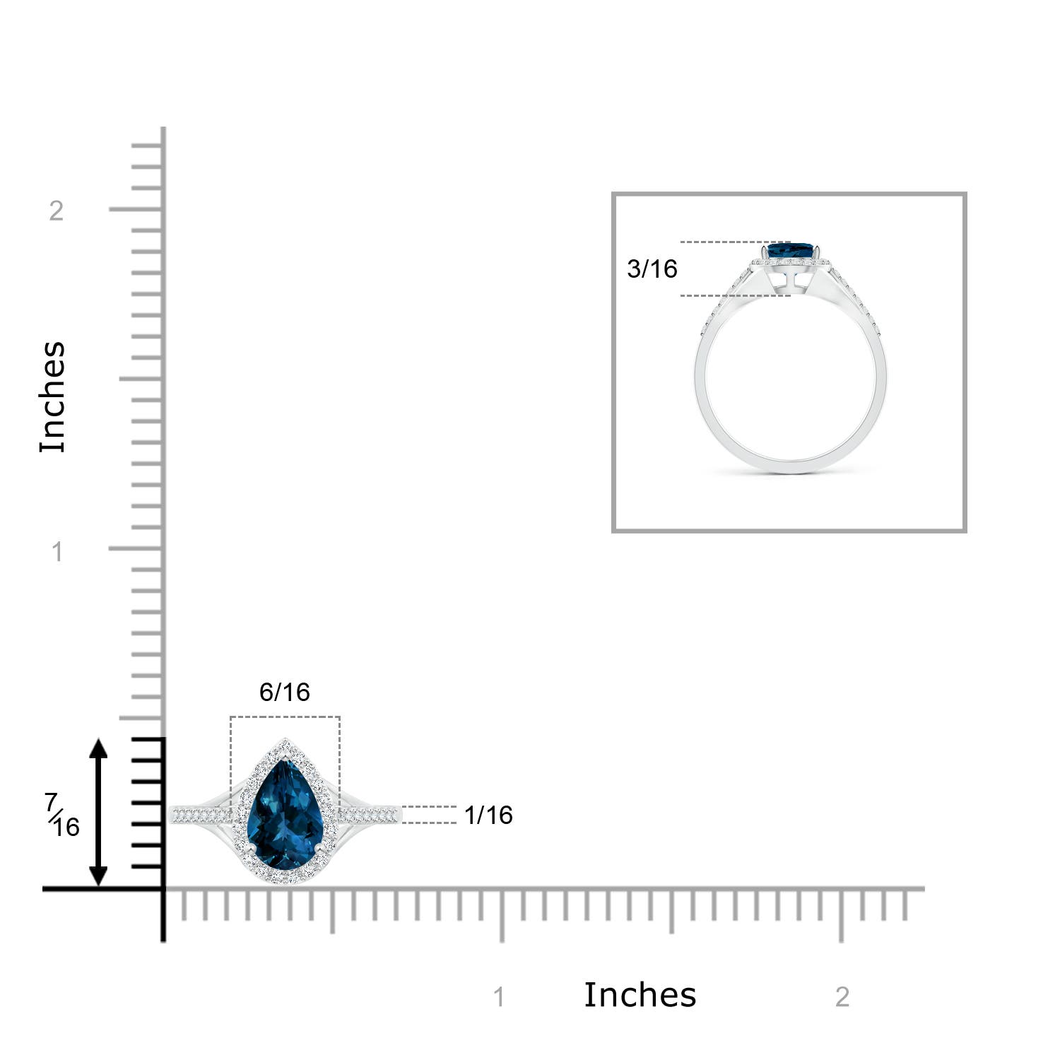 AAAA - London Blue Topaz / 1.46 CT / 14 KT White Gold