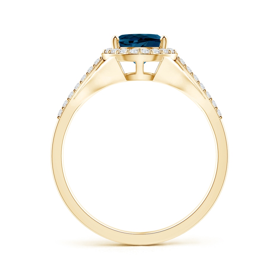 8x6mm AAAA Pear-Shaped London Blue Topaz Ring with Diamond Halo in Yellow Gold product image