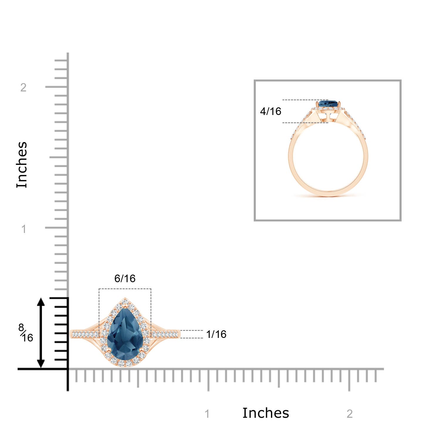 A - London Blue Topaz / 1.93 CT / 14 KT Rose Gold