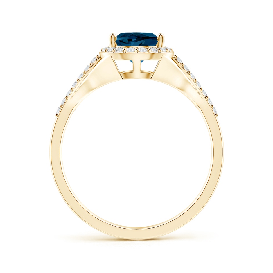 9x6mm AAAA Pear-Shaped London Blue Topaz Ring with Diamond Halo in Yellow Gold product image