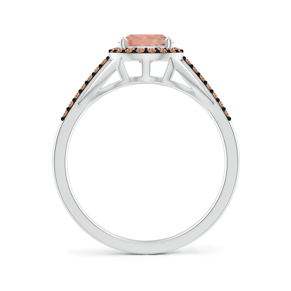 8x6mm AAAA Pear-Shaped Morganite Ring with Coffee Diamond Halo in White Gold side-1