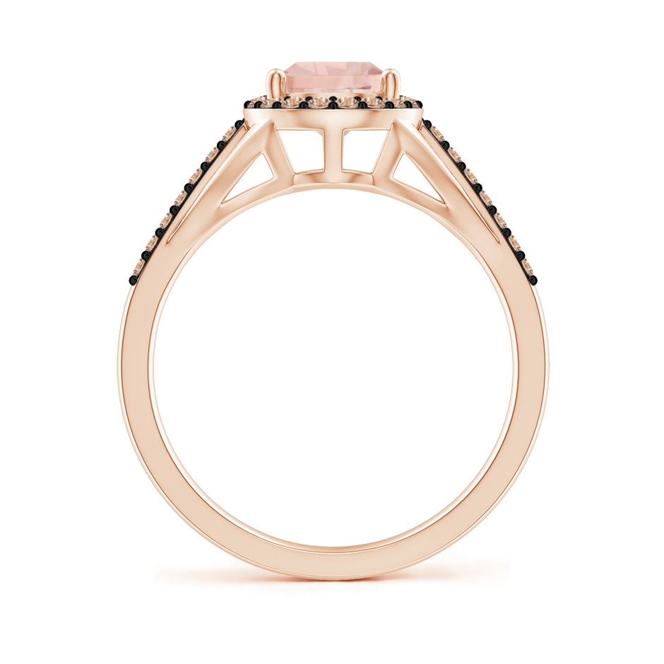9x6mm AA Pear-Shaped Morganite Ring with Coffee Diamond Halo in Rose Gold side-1