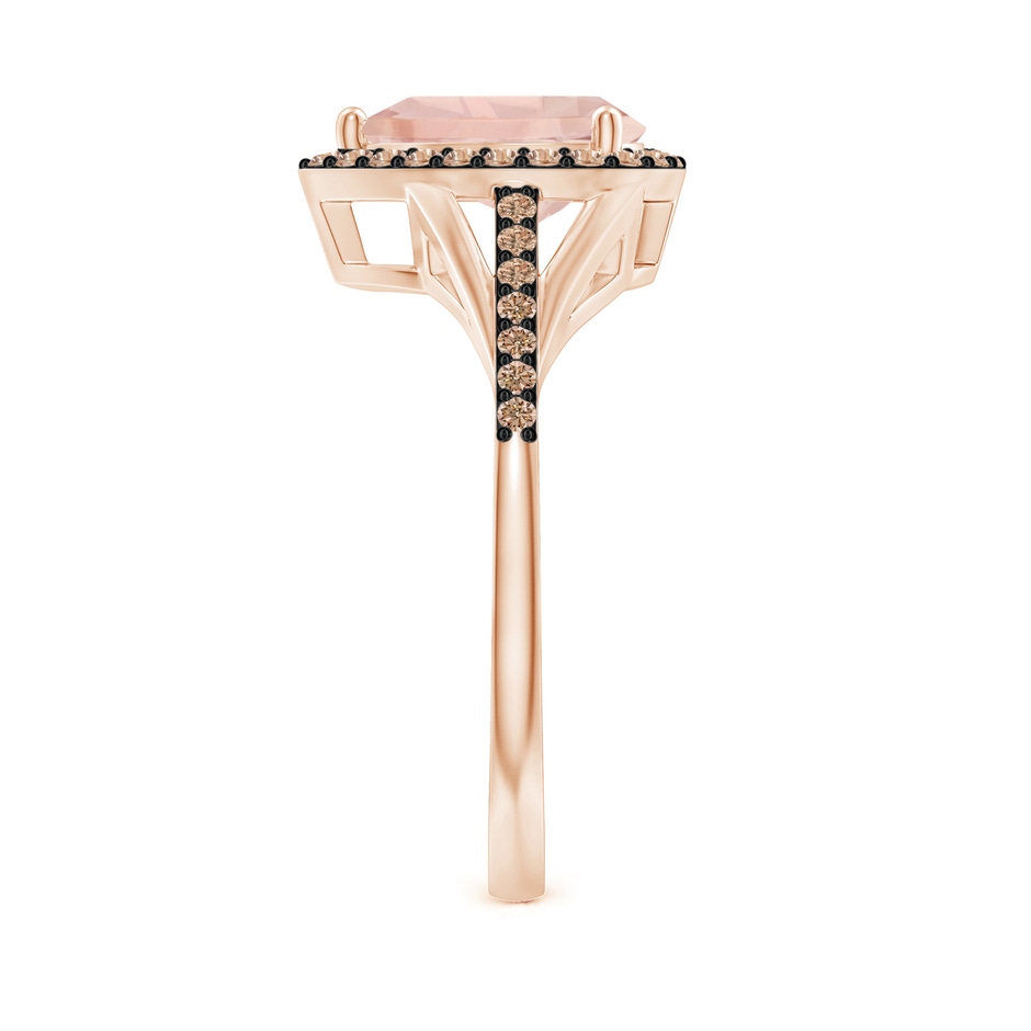 9x6mm AA Pear-Shaped Morganite Ring with Coffee Diamond Halo in Rose Gold side-2