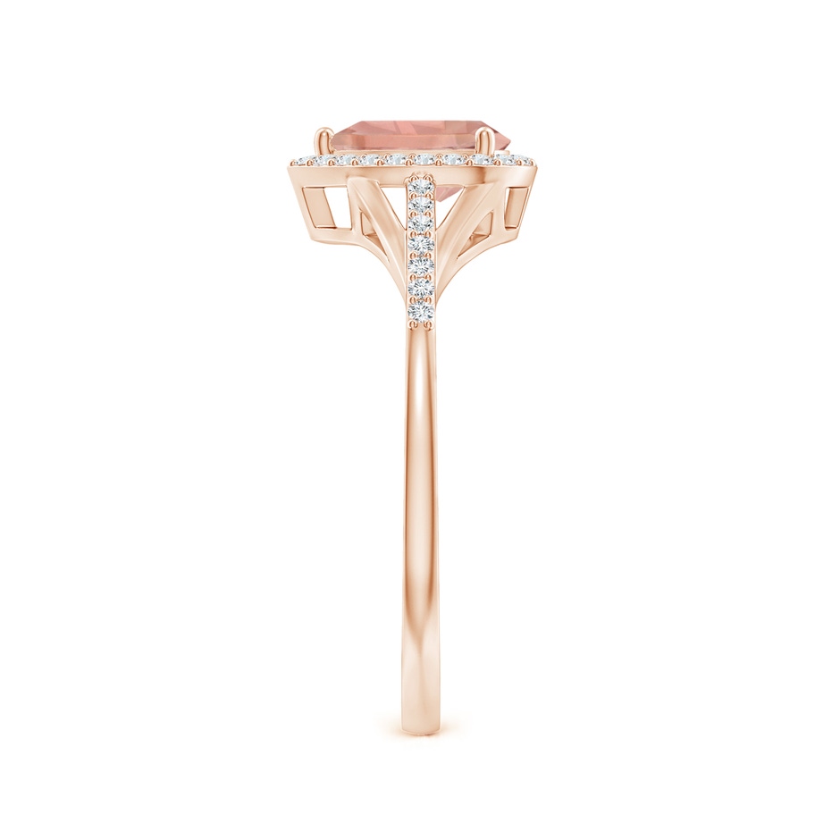 7x5mm AAAA Pear-Shaped Morganite Ring with Diamond Halo in Rose Gold side-2