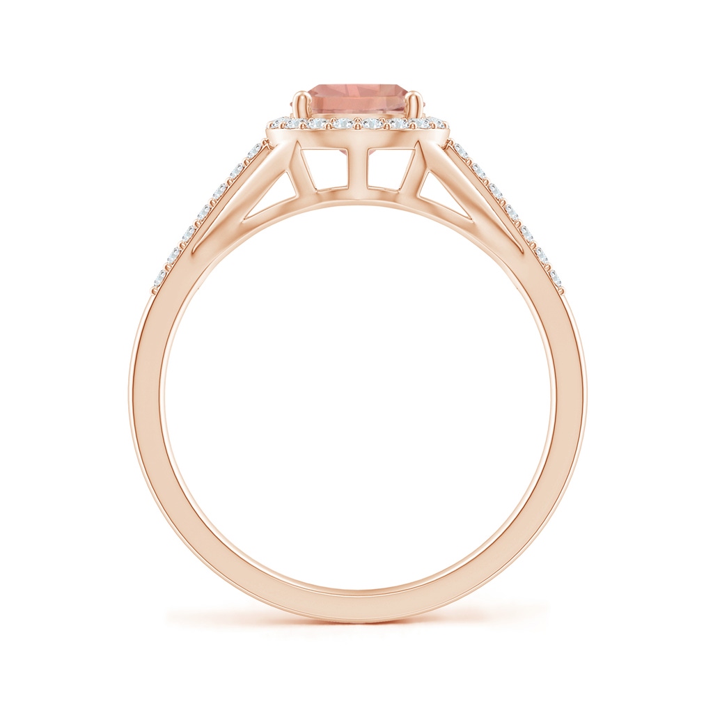 8x6mm AAAA Pear-Shaped Morganite Ring with Diamond Halo in Rose Gold Side-1