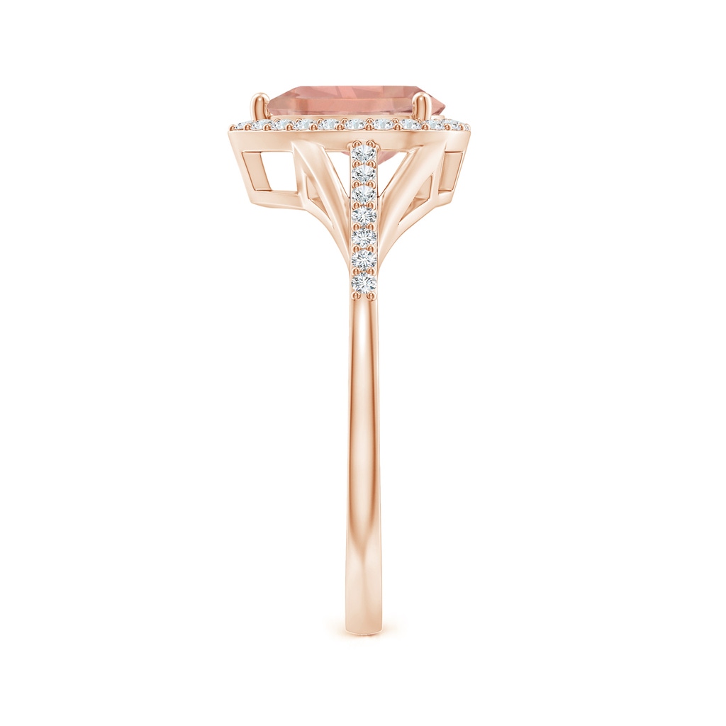 8x6mm AAAA Pear-Shaped Morganite Ring with Diamond Halo in Rose Gold Side-2