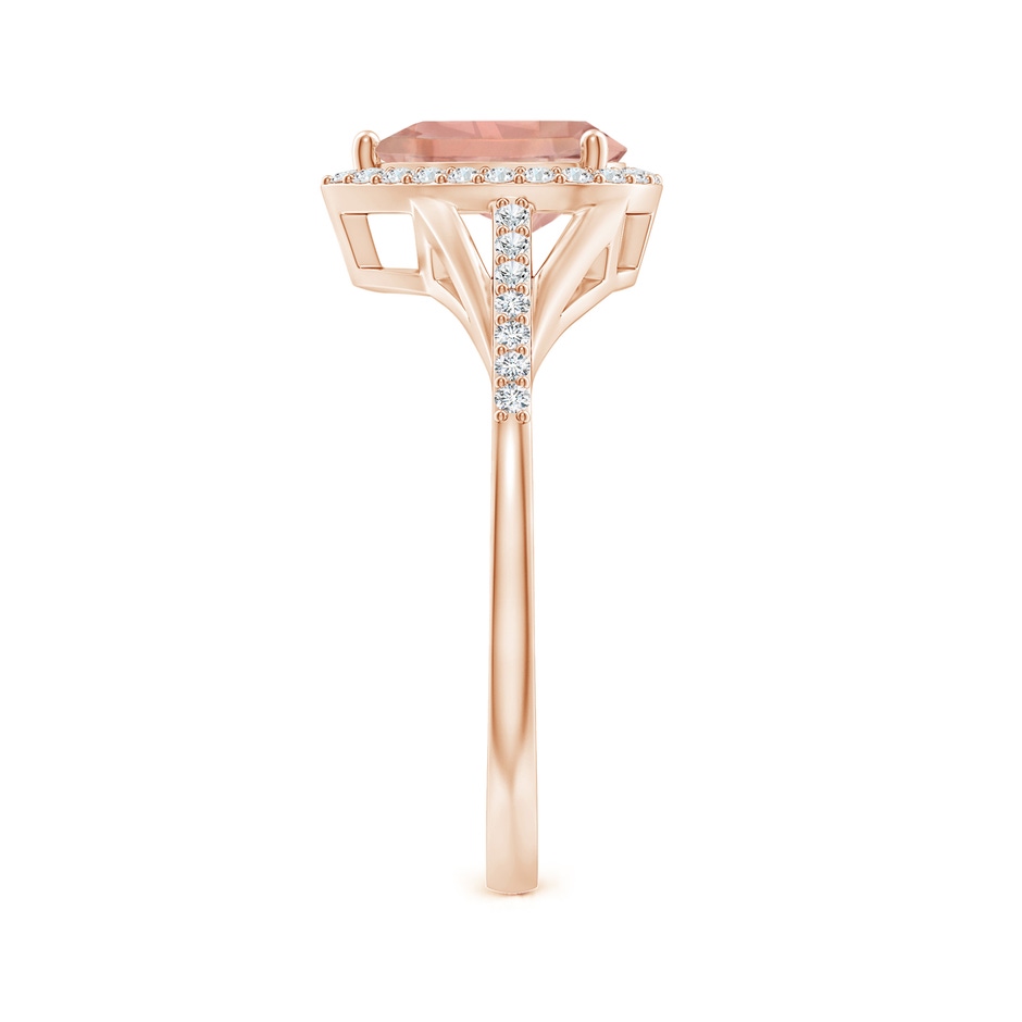 8x6mm AAAA Pear-Shaped Morganite Ring with Diamond Halo in Rose Gold side-2