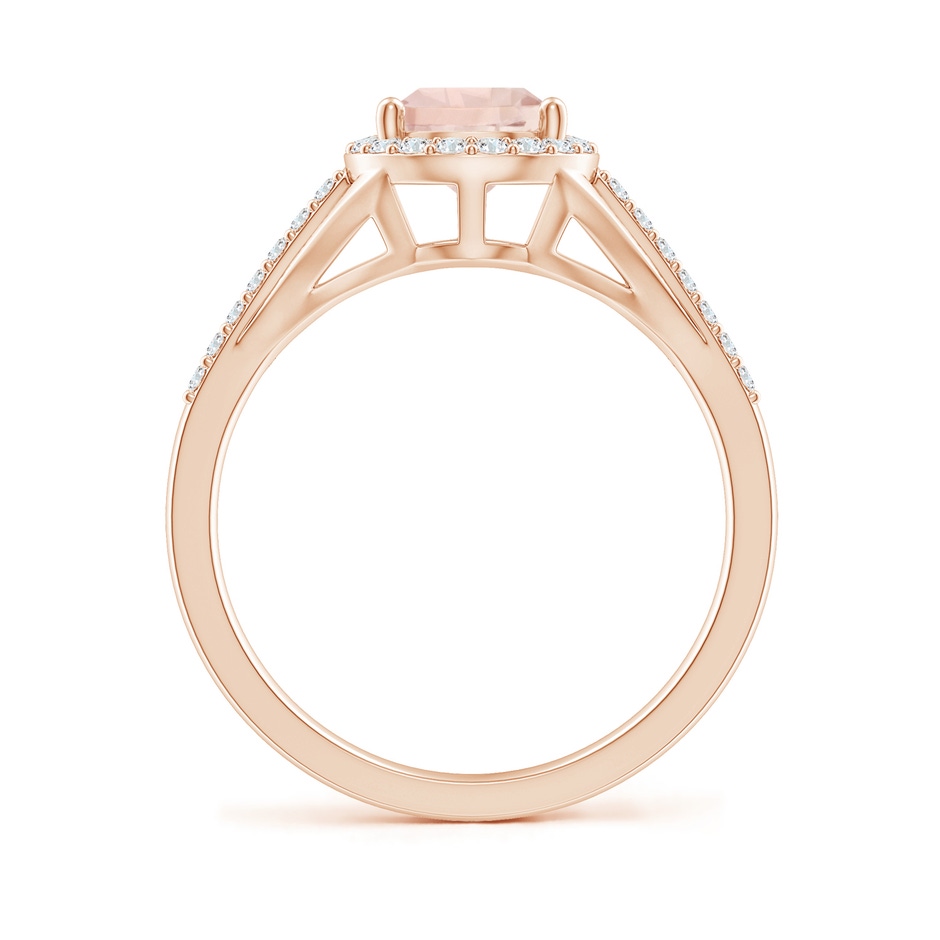 9x6mm A Pear-Shaped Morganite Ring with Diamond Halo in Rose Gold side-1