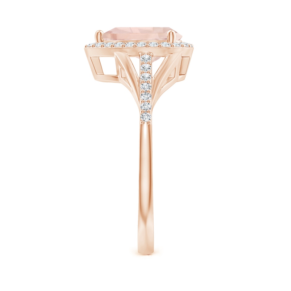 9x6mm A Pear-Shaped Morganite Ring with Diamond Halo in Rose Gold side-2