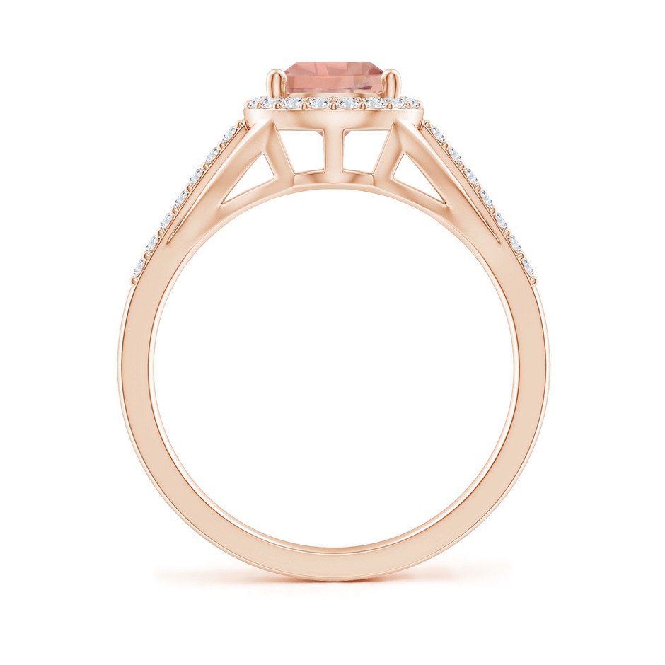 9x6mm AAAA Pear-Shaped Morganite Ring with Diamond Halo in Rose Gold side-1