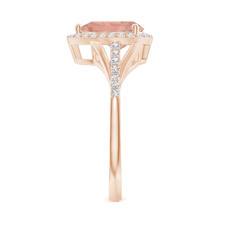 9x6mm AAAA Pear-Shaped Morganite Ring with Diamond Halo in Rose Gold side-2