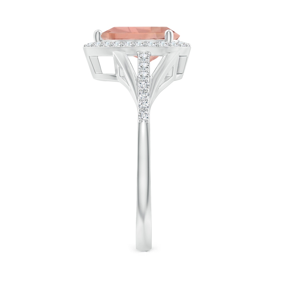 9x6mm AAAA Pear-Shaped Morganite Ring with Diamond Halo in White Gold side-2
