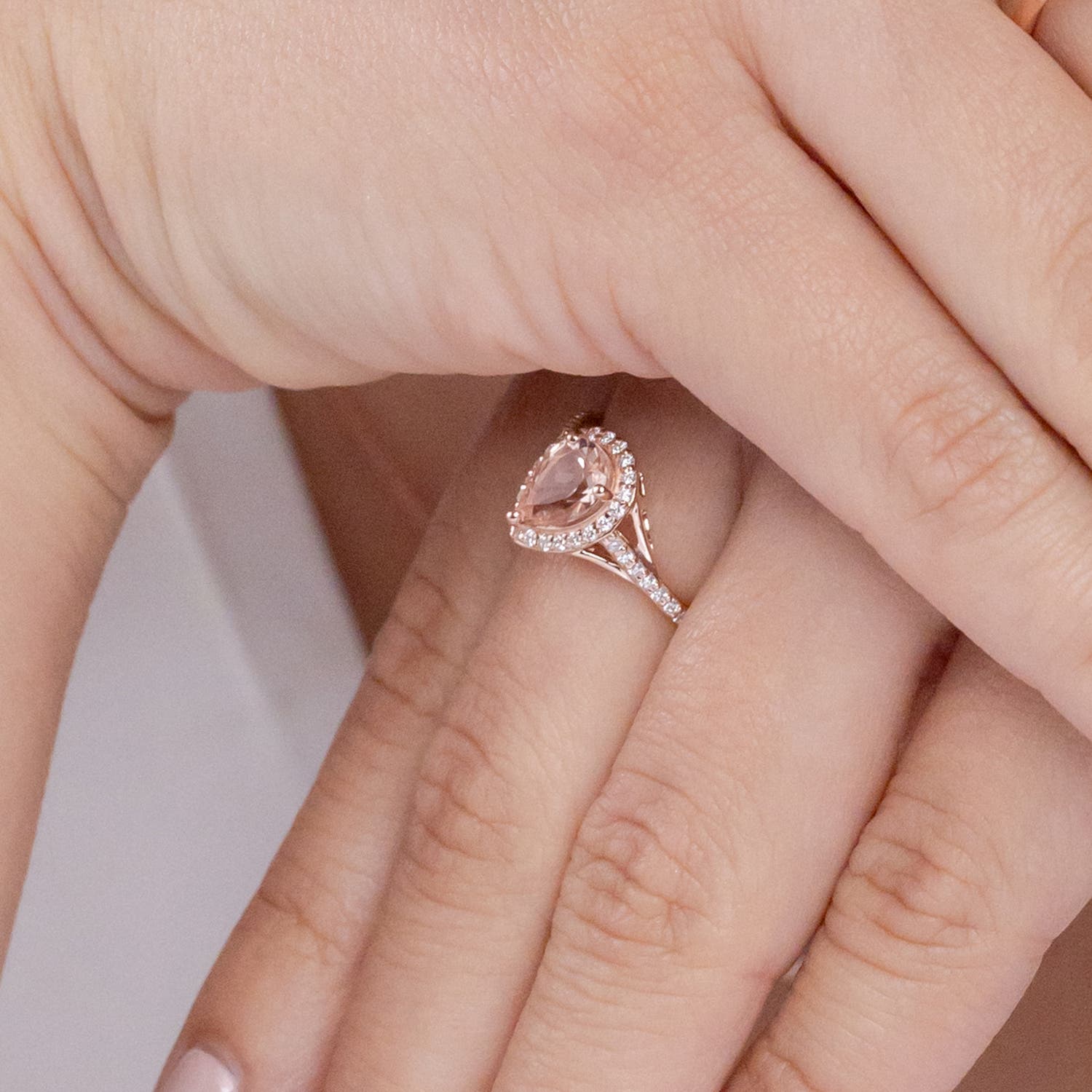 9ct Rose Gold Diamond Set Ring with Morganite – Mazzucchelli's