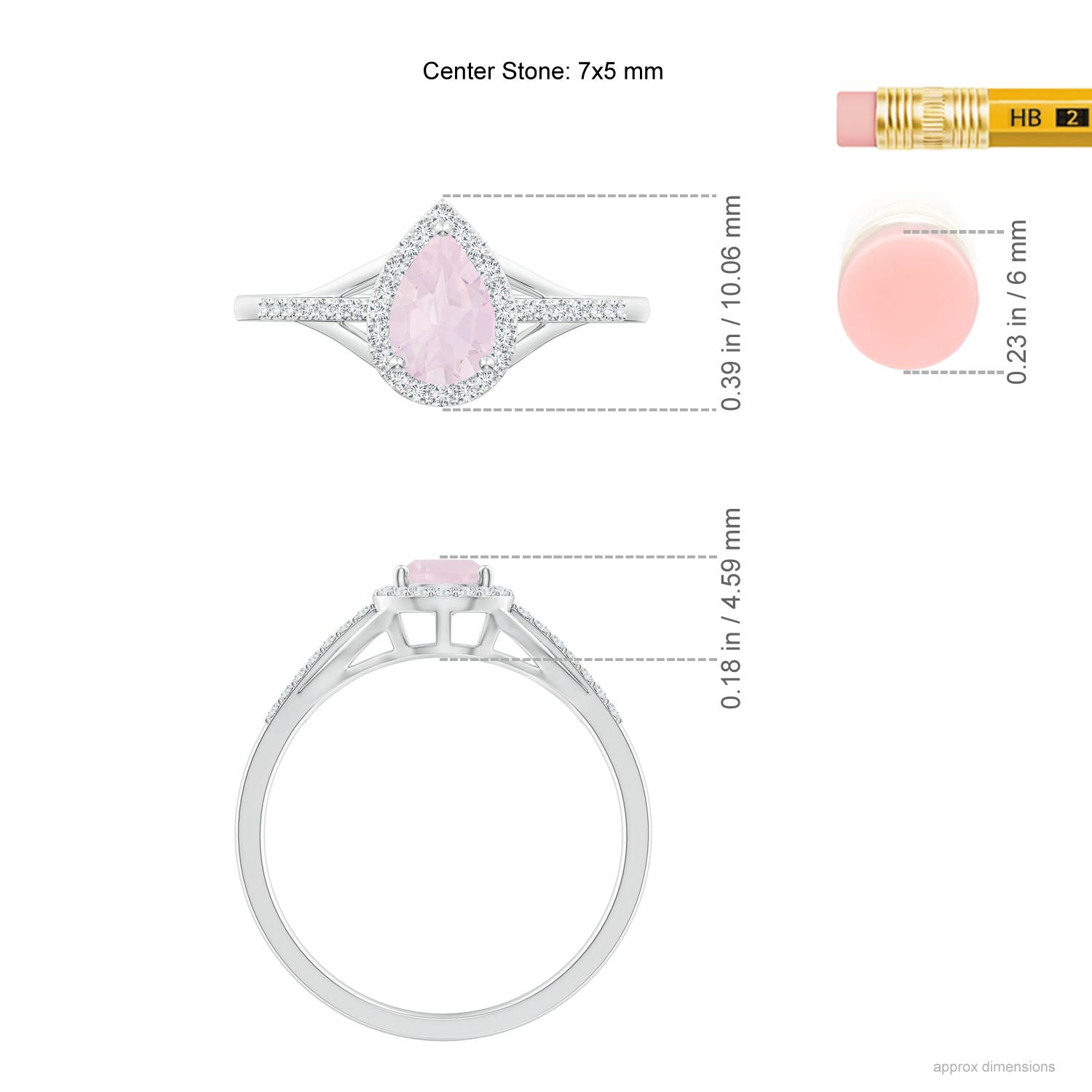 A - Rose Quartz / 0.72 CT / 14 KT White Gold