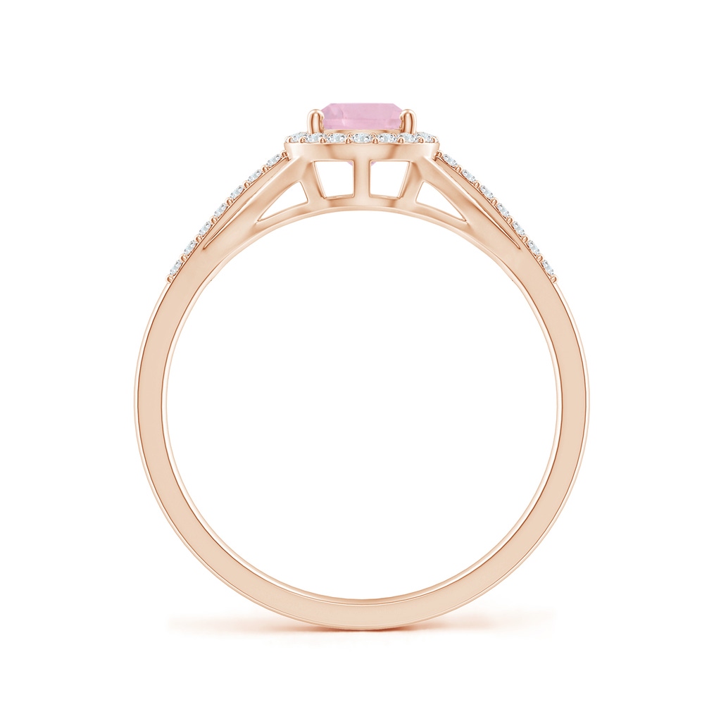 7x5mm AAA Pear-Shaped Rose Quartz Ring with Diamond Halo in Rose Gold Side-1