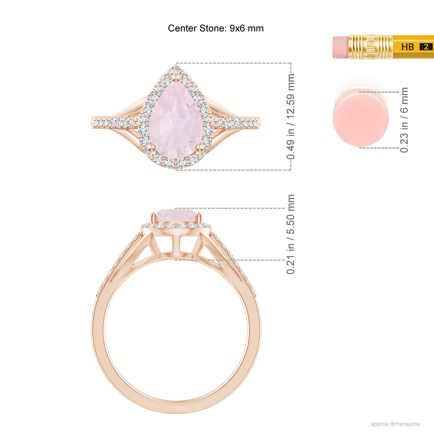 A - Rose Quartz / 1.58 CT / 14 KT Rose Gold