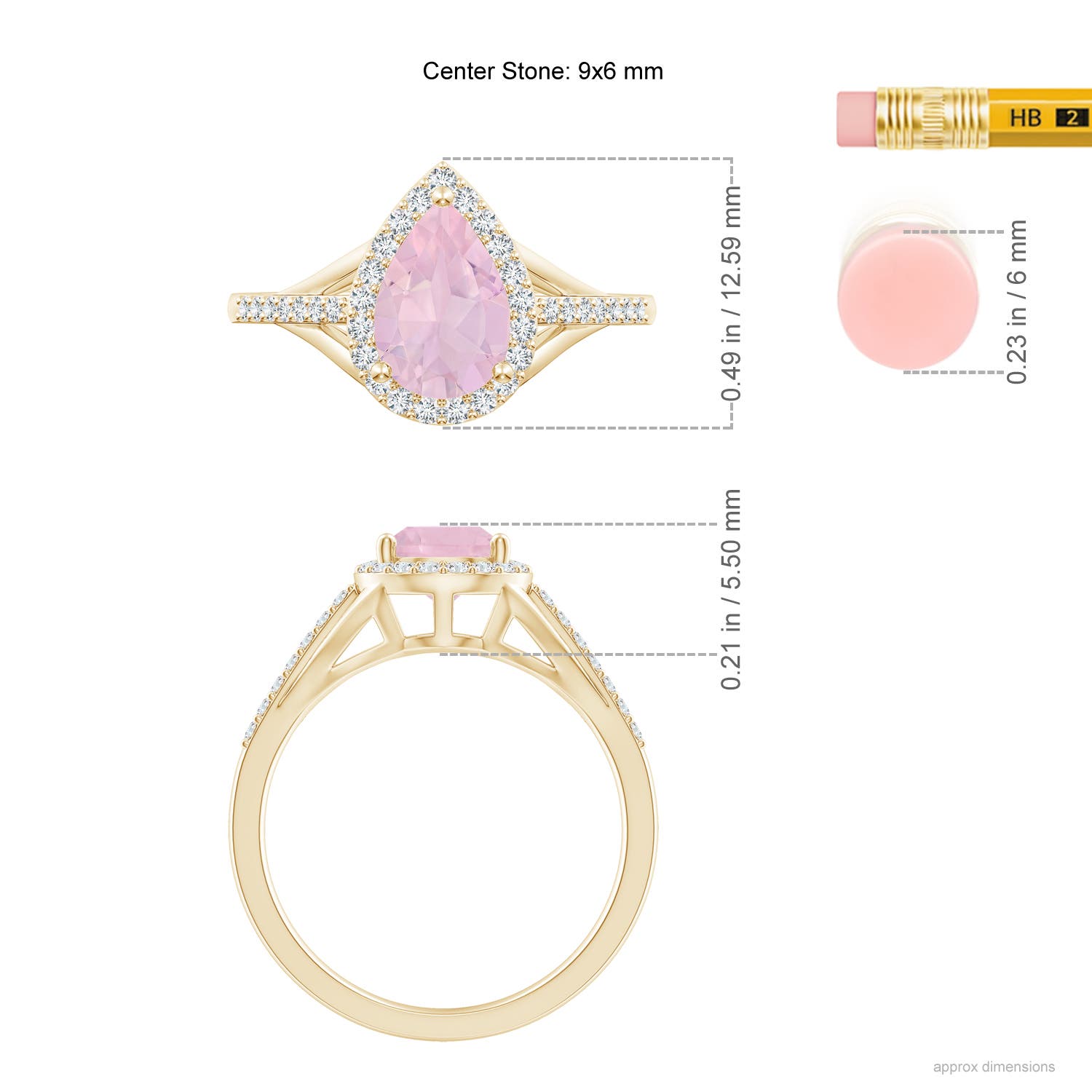 AAA - Rose Quartz / 1.58 CT / 14 KT Yellow Gold