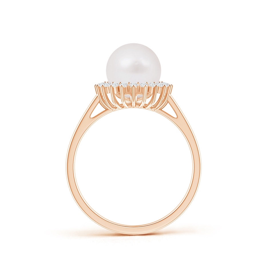 8mm A Japanese Akoya Pearl Ring with Floral Halo in Rose Gold product image