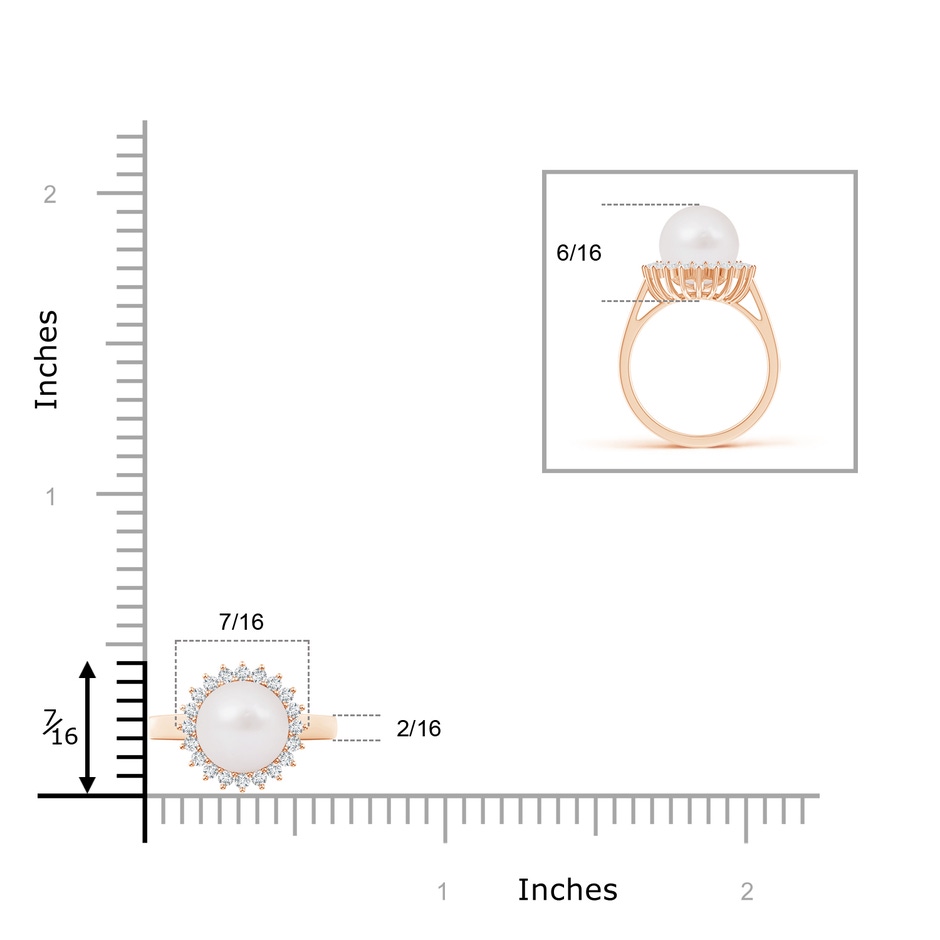 8mm A Japanese Akoya Pearl Ring with Floral Halo in Rose Gold product image