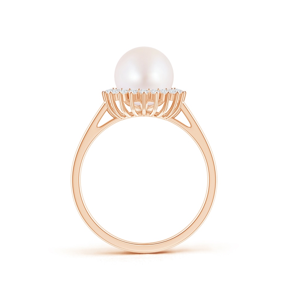 8mm AA Japanese Akoya Pearl Ring with Floral Halo in Rose Gold product image