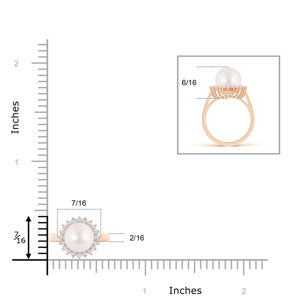 8mm AA Japanese Akoya Pearl Ring with Floral Halo in Rose Gold Product Image