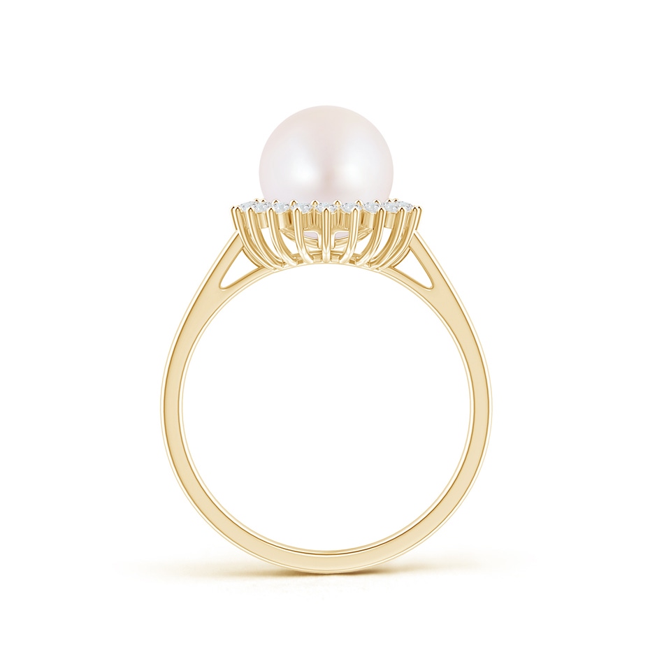 8mm AA Japanese Akoya Pearl Ring with Floral Halo in Yellow Gold product image
