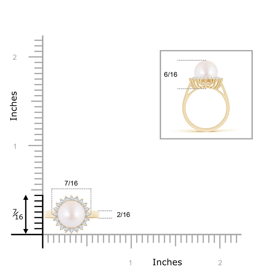 8mm AA Japanese Akoya Pearl Ring with Floral Halo in Yellow Gold product image