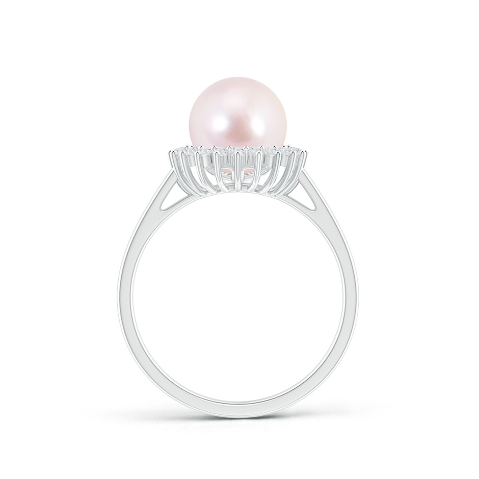 8mm AAAA Japanese Akoya Pearl Ring with Floral Halo in White Gold product image