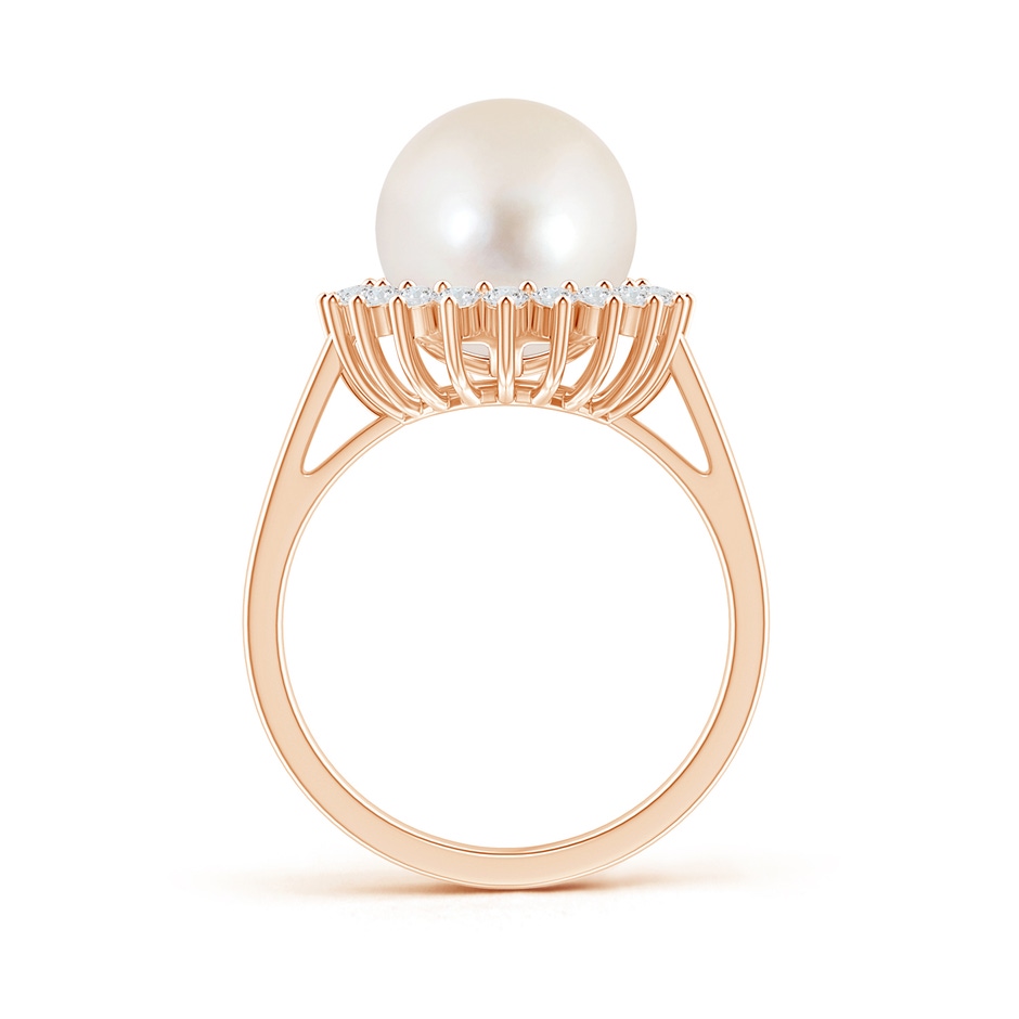 10mm AAAA Freshwater Pearl Ring with Floral Halo in Rose Gold product image