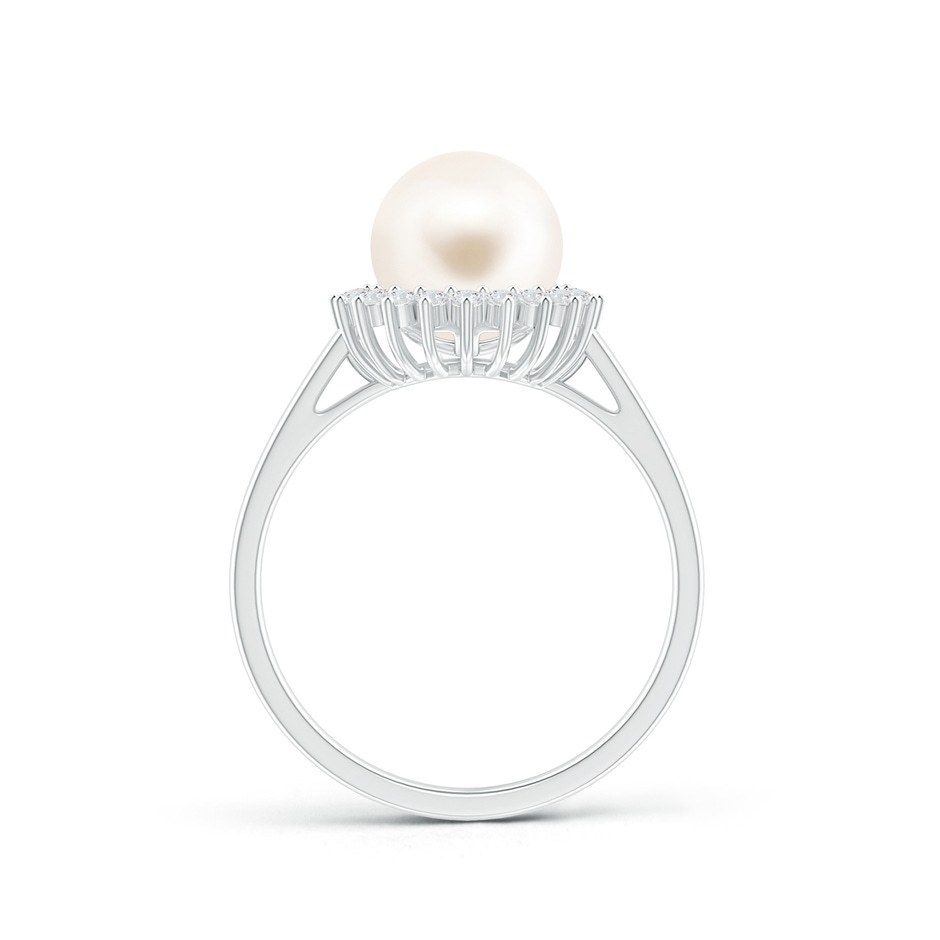 8mm AAA Freshwater Pearl Ring with Floral Halo in White Gold product image