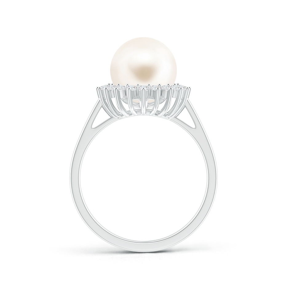 9mm AAA Freshwater Pearl Ring with Floral Halo in White Gold product image